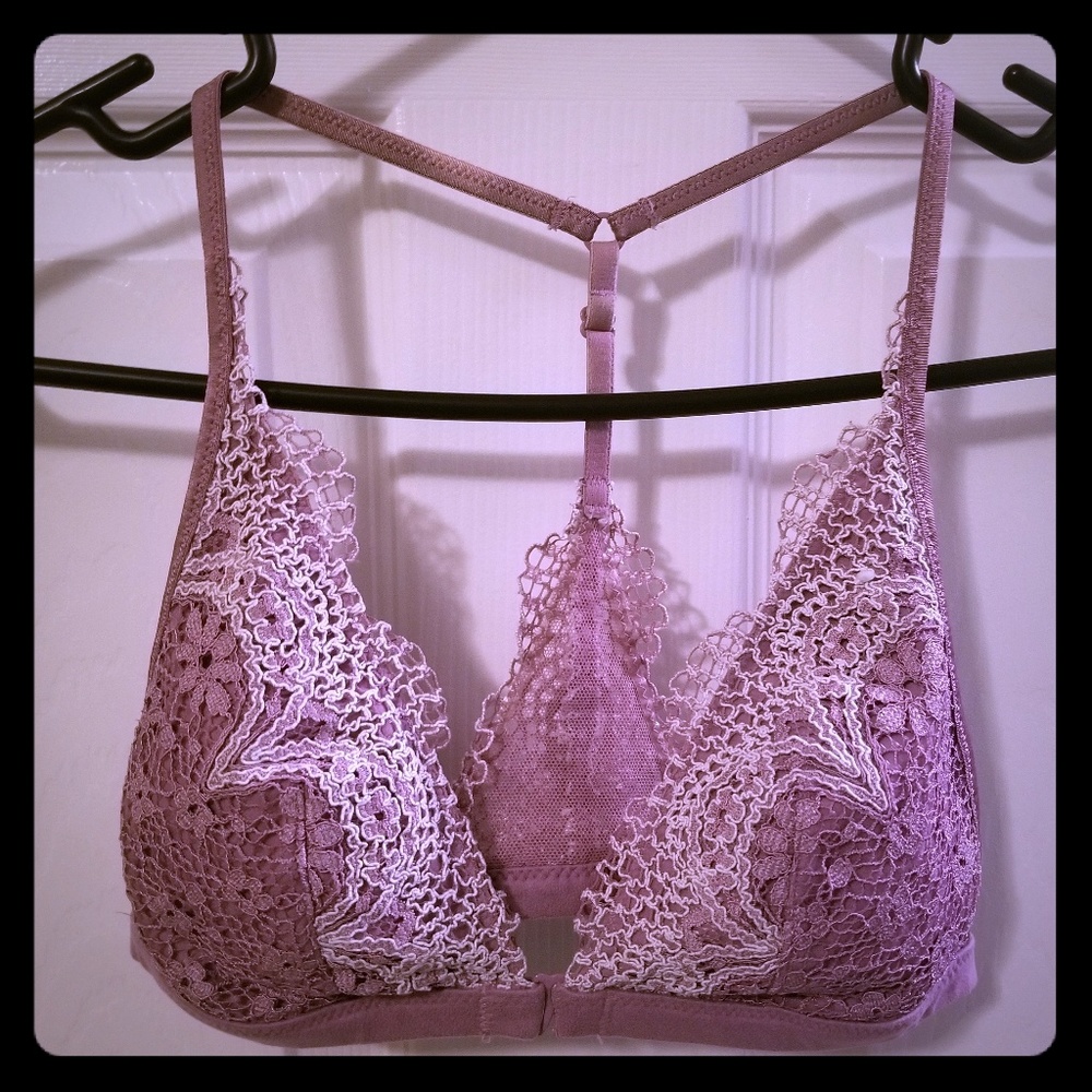 Violet lace bralette.